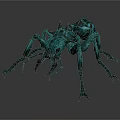 Teal Metallic Spiked Ant Like Creature Game Movie Character Design Details