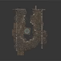 Ancient Ruined Stone Structure With Broken Walls And Circular Foundation 3d model