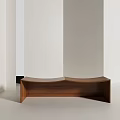 Modern Curved Walnut Stool Design In Minimalist White Room Setting 3d model