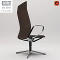 Stylish Table And Chair Set Featuring Brown Leather Swivel Chair With Chrome Frame Design
