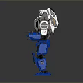 Game and Movie Robot Character with Silver Blue Mechanical Body and Detailed Metal Joints