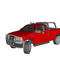 Red Single Cab Pickup Truck With Roof Rack And Large Off Road Tires