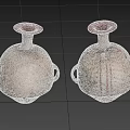 Two Traditional Ceramic Vessels With Red Rims And Decorative Patterns