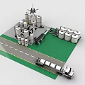 Lego toy building blocks factory area tubing factory 3d model