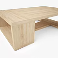 Light Wood Dining Table With Simple Design And Open Lower Shelf Storage 3d model