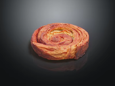 Freshly Baked Cinnamon Roll with Swirled Layers and Golden Brown Crust 3d model