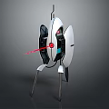 Futuristic Laser-Equipped Weapon With White Body Emitting Red Beam And Three Support Legs