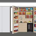 Open Refrigerator Cabinet With Spacious Shelves Storing Various Food And Drinks