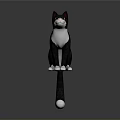 3D Black And White Cat Model In Standing Pose On Gray Background 3d model