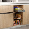 Practical Kitchen Cabinets With Drawer Storage Holding Cereal Boxes Jars And Snacks 3d model