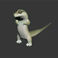 Reptile 3D Model With Light Colored Body Standing Posture And Large Eyes On Dark Background