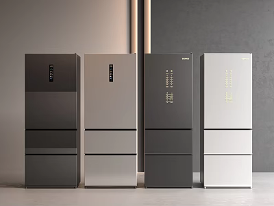 Modern Multi Door Refrigerators With Black Silver Dark Gray And White Finishes 3d model