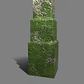 Japanese Style Garden Lantern With Green Roof Wooden Frame Glass Windows On Mossy Stone Pillar