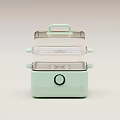 Light Green Two Tier Food Steamer With Transparent Steaming Layers And Knob Control Kitchen Appliance