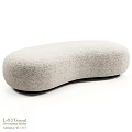 Curved Beige Fabric Ottoman Bench With Modern Design For Living Room