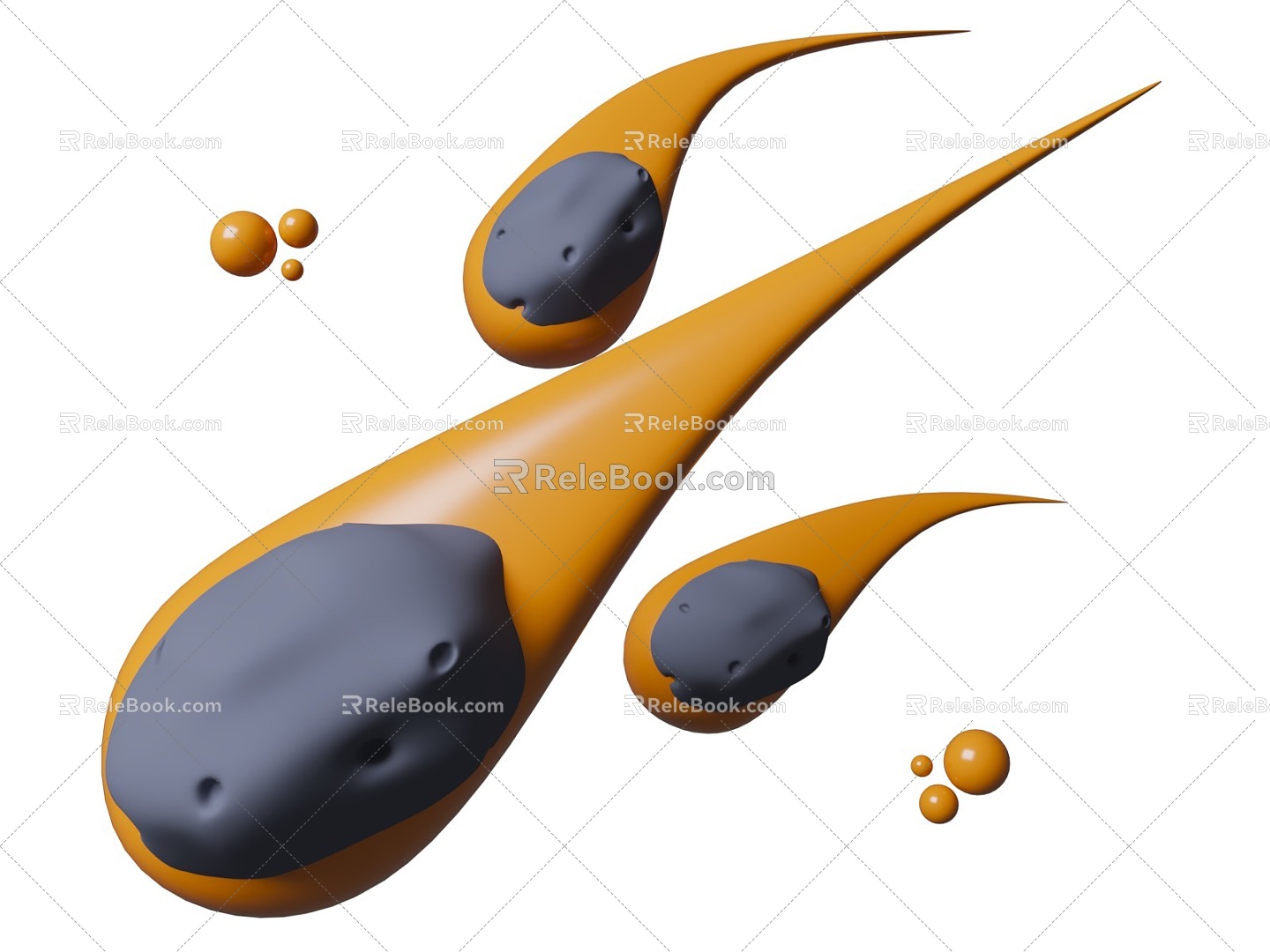 Comet Universe Theme Cartoon Style Falling Comet Falling 3d model