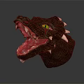 Realistic Dragon Head Sculpture With Open Mouth Red Tongue Yellow Eyes And White Spikes