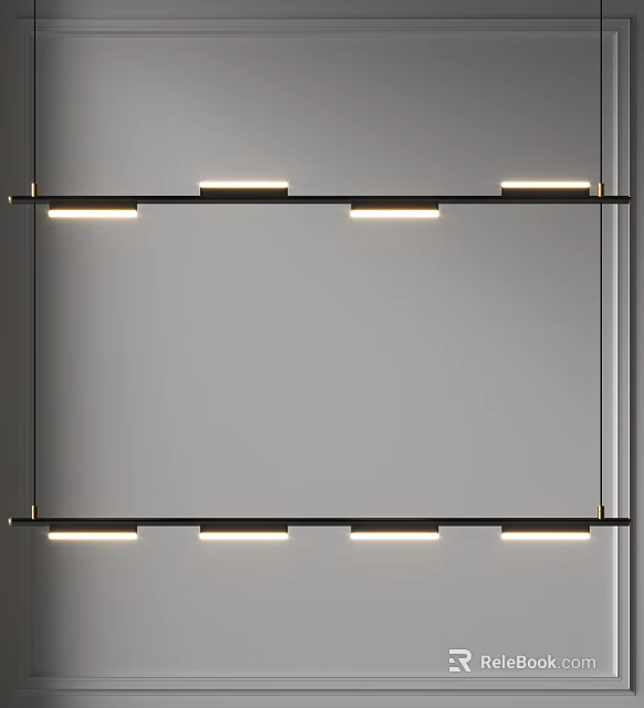 Modern Linear Pendant Light With Sleek Metal Frame And LED Illumination 3d model 
