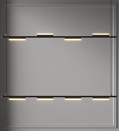 Modern Linear Pendant Light With Sleek Metal Frame And LED Illumination 3d model