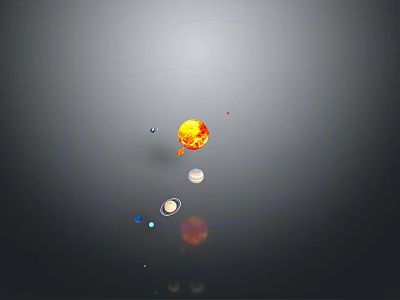 Detailed Solar System Visualization With Planets Orbits Around Bright Sun In Space 3d model