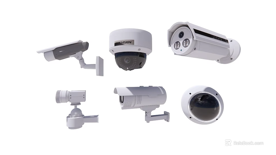 Different Types of Security Surveillance Cameras for Projection Monitoring 3d model 