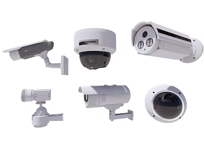 Different Types of Security Surveillance Cameras for Projection Monitoring 3d model