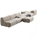 Modern Modular Lounge Chair Design With Light Colored Seating Units And Side Table