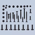 Various Types Of Metal Screws And Bolts With Different Head Styles And Lengths