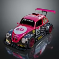 Pink Beetle Race Car With Rear Spoiler Red Wheels BON CUP UK Logo Number 22