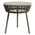 Woven Rattan Coffee Table with Slim Black Metal Legs Modern Style