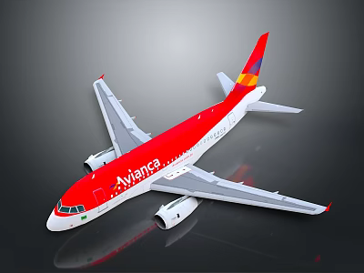 Red Avianca Airplane Model Showcasing Aerospace Space Exploration Design Features 3d model