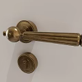 Vintage Brass Door Handle With Classic Design And Round Lock Knob
