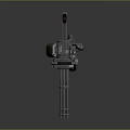 Silver Metallic Gatling Gun 3D Model With Multiple Barrels Gear Structure And Red Component 3d model