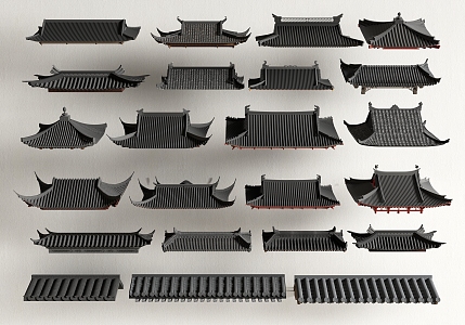 Chinese-style Eaves Ancient Architecture Eaves Line Eaves Tile Architecture Roof Style Architectural Components 3d model