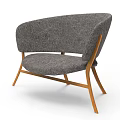 Modern Gray Sofa Stool With Wooden Legs And Fabric Upholstery In Minimalist Design