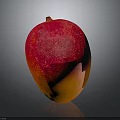 Fresh Ripe Mango With Red Orange Gradient Color Shiny Surface On Gray Background