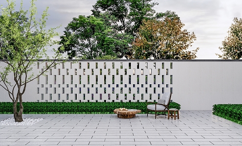 Modern landscape wall modeling outdoor landscape wall 3d model