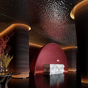 Modern lobby front desk 3d model