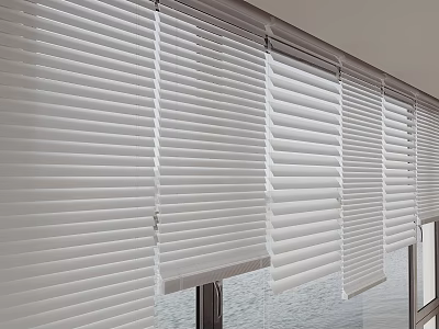 White Horizontal Blinds For Window With Modern Light Filtering Stylish Design 3d model