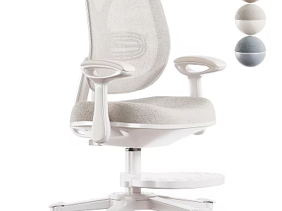 Ergonomic Modern Office Chair With Mesh Back White Armrests And Footrest 3d model