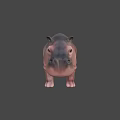 Realistic Black Hippopotamus Standing In Natural Green And Yellow Background