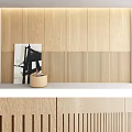Modern Wooden Background Wall Design With Vertical Stripes Minimalist Artwork And Decorative Object