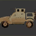 Sand Colored Military Tank With Armored Body And Mounted Machine Gun