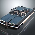 Vintage Blue Convertible Car With Classic Grille Green Headlights And Light Seats