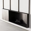 Modern Dark Wood Fireplace With Black Hearth On White Wall Minimalist Design