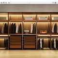 Modern Wooden Built-in Wardrobe Interior Design With Hanging Garments Drawers And Leather Bag