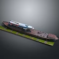 Scale Ship Model Display Featuring Brown Hull White Top And Green Grass Base