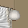 White Paper Lantern Pendant Light With Window Blinds And Tree Shadows Soft Lighting Interior 3d model