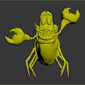 Cartoon Red Crab Character With Big Claws And Happy Expression