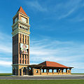 European-style bell tower bell tower lighthouse 3d model